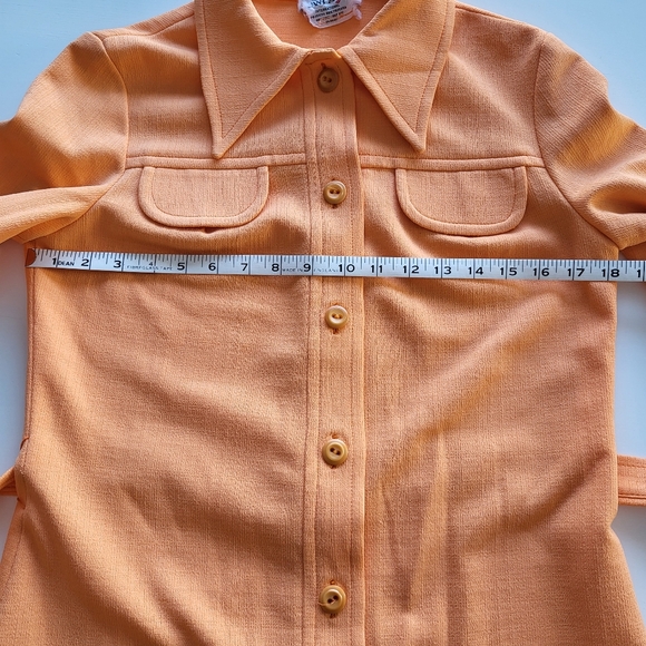 Vintage 1970s Orange Groovy Belted Jacket Shacket Lightweight - Picture 7 of 12